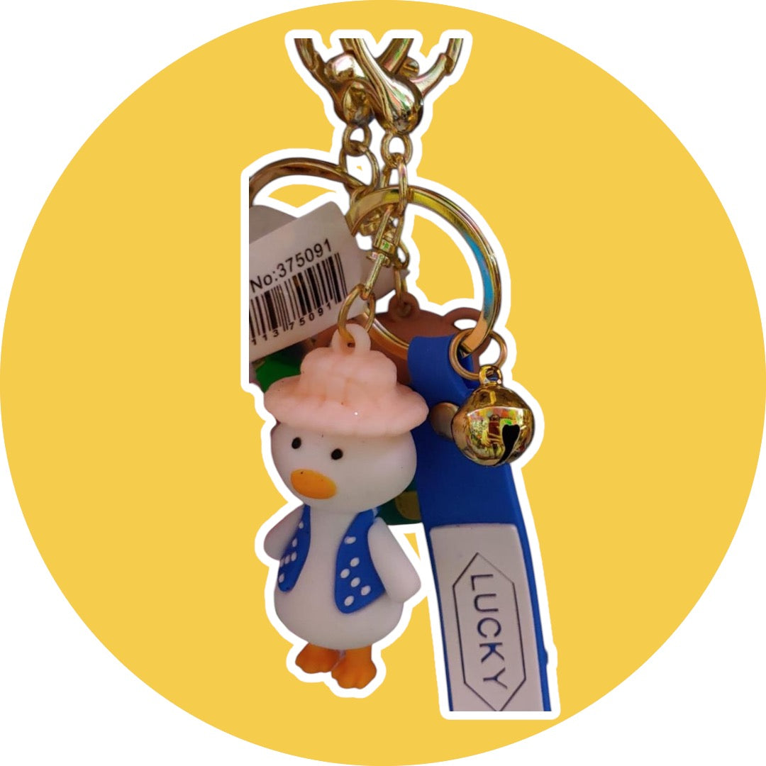 Duck in Bunny Hat Keychain