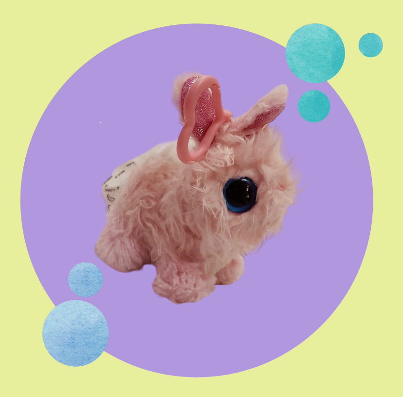 LUVS Clip On Pink Bunny Plush
