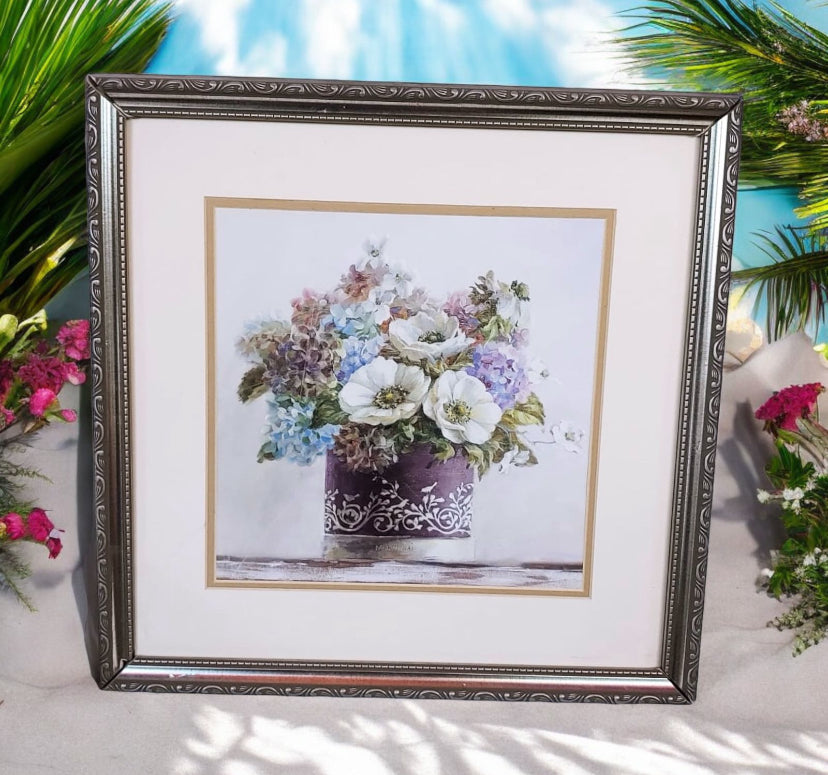 Vintage Anemones in Aubergine Hatbox Wall Art by Danhui Nai