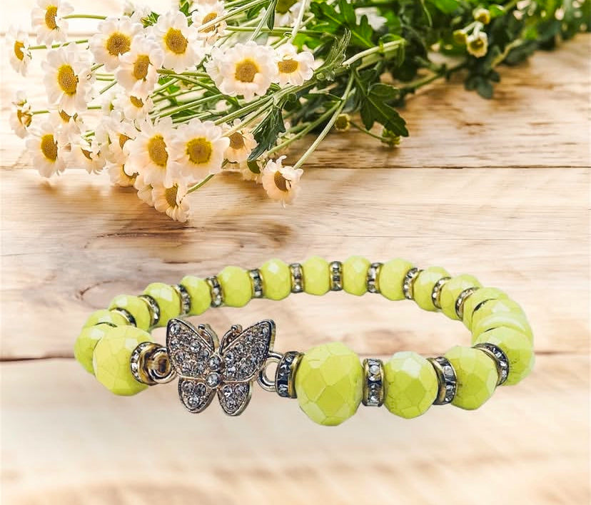 Yellow Braided Butterfly Bracelet