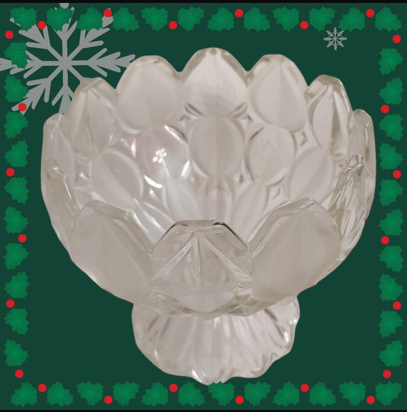 Crystal Clear Industries Moravia Crystal Frosted Footed Bowl