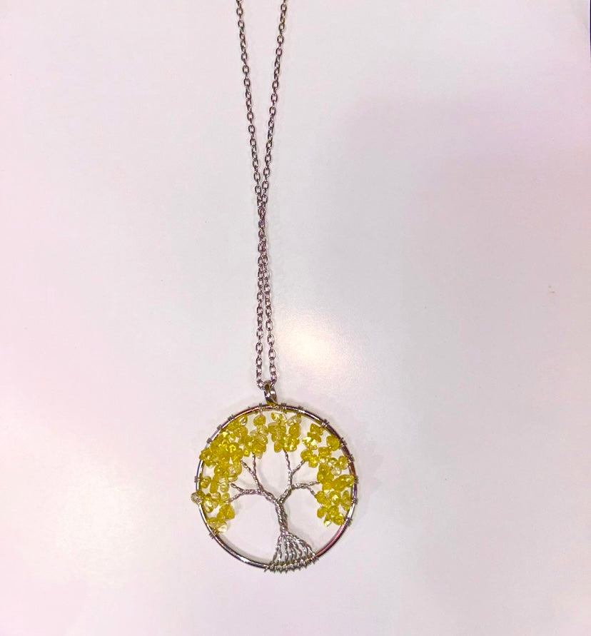 Citrine Tree of Life Crystal Beads Necklace