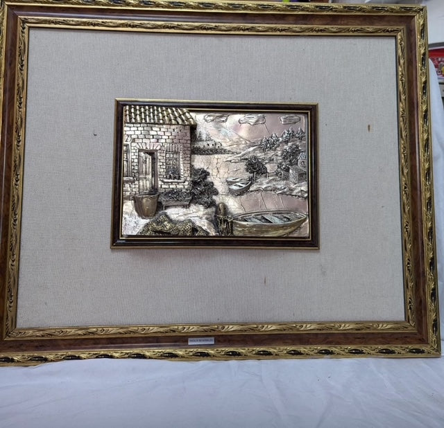7.5"x22" Framed Vintage Embossed Landscape