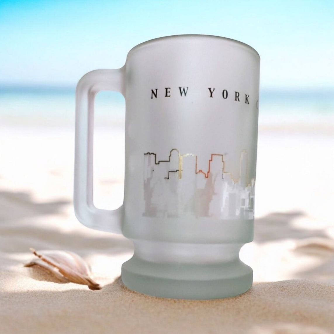 Vintage Tall Frosted Empire State Building NY Glass