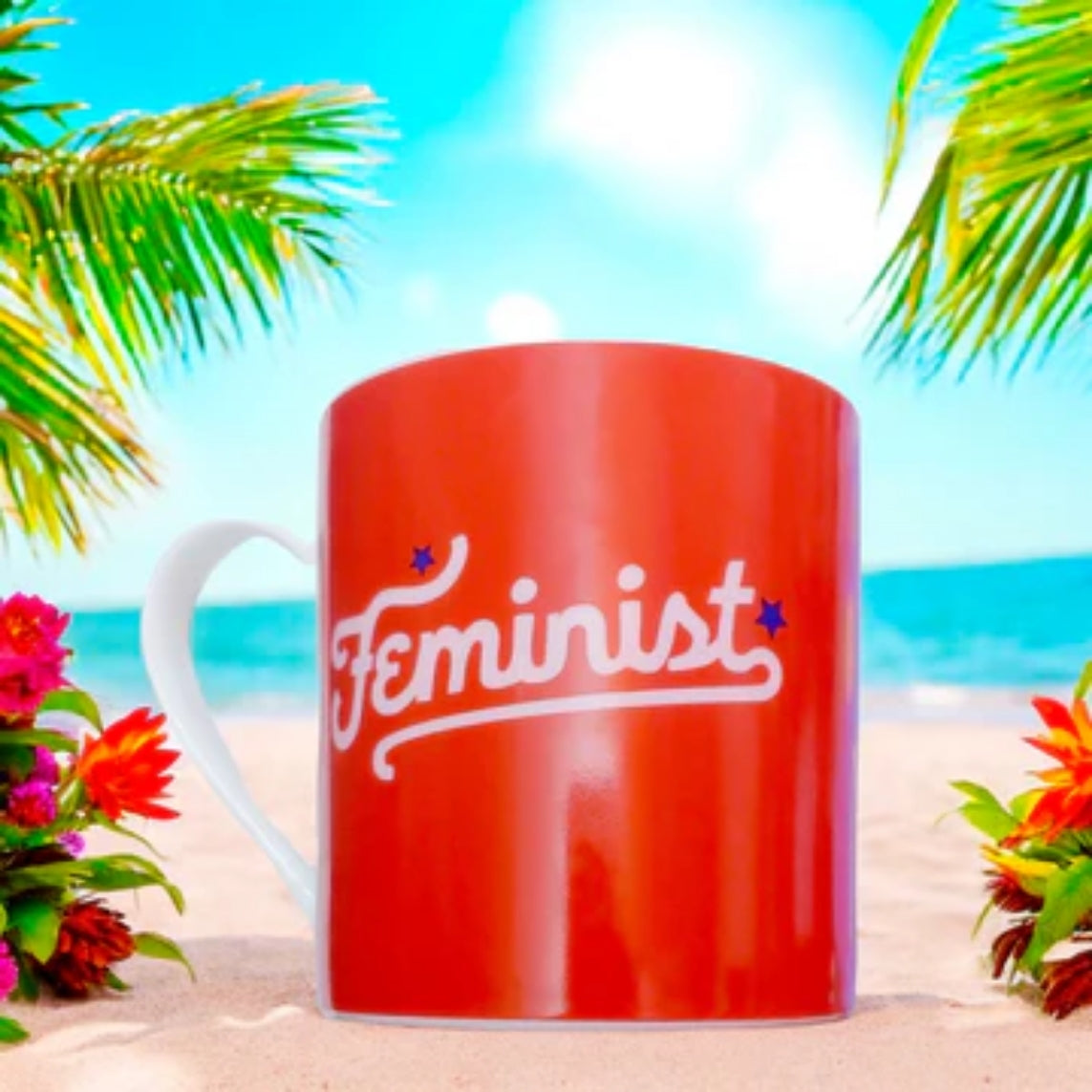Vintage Red Feminist Ceramic Mug 13oz