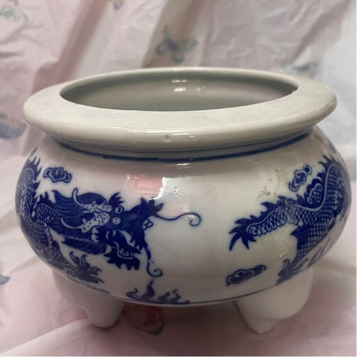 Vintage Blue and White Porcelain Pot
