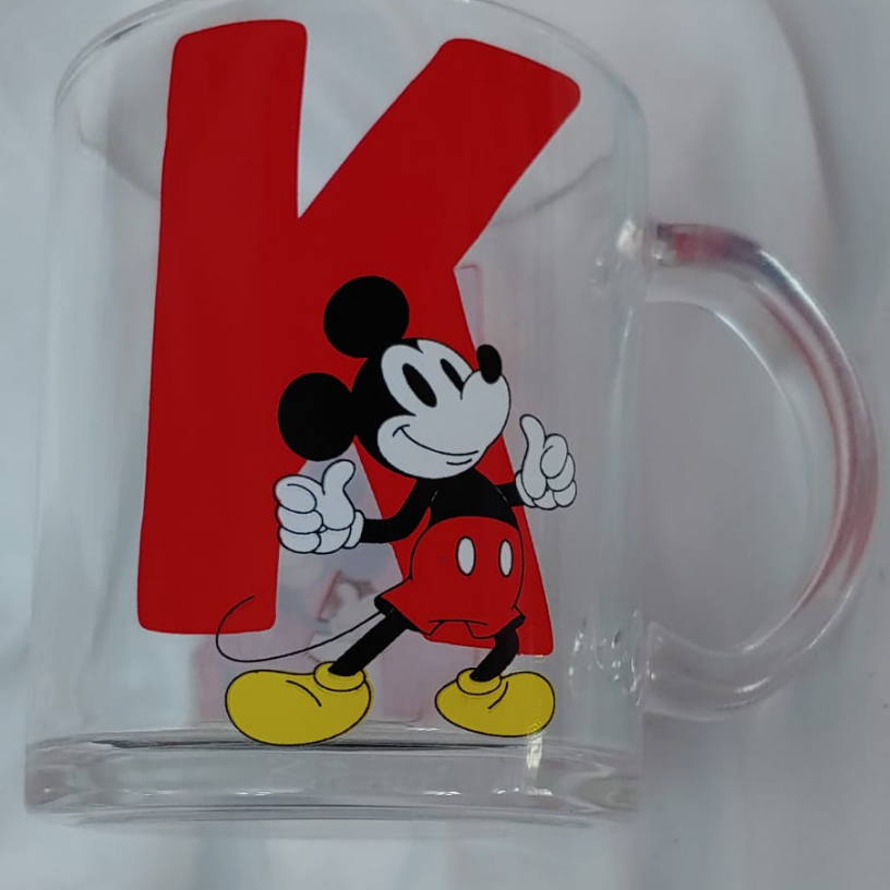 Vintage Collectable Mickey Mouse “K” Glass Mug