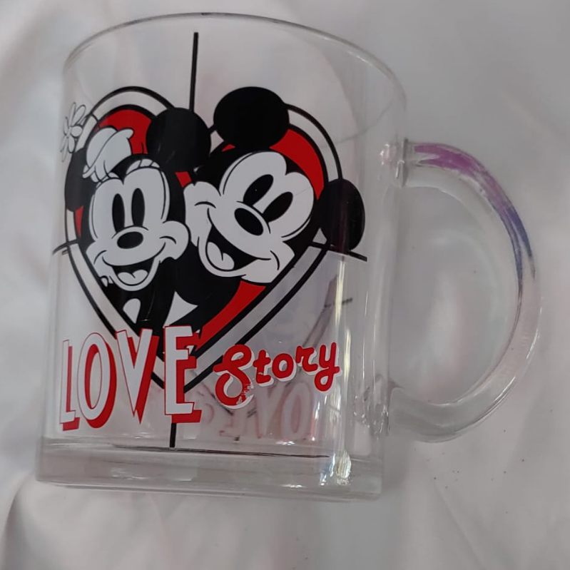 Vintage Disney Mickey & Minnie Glass Mug