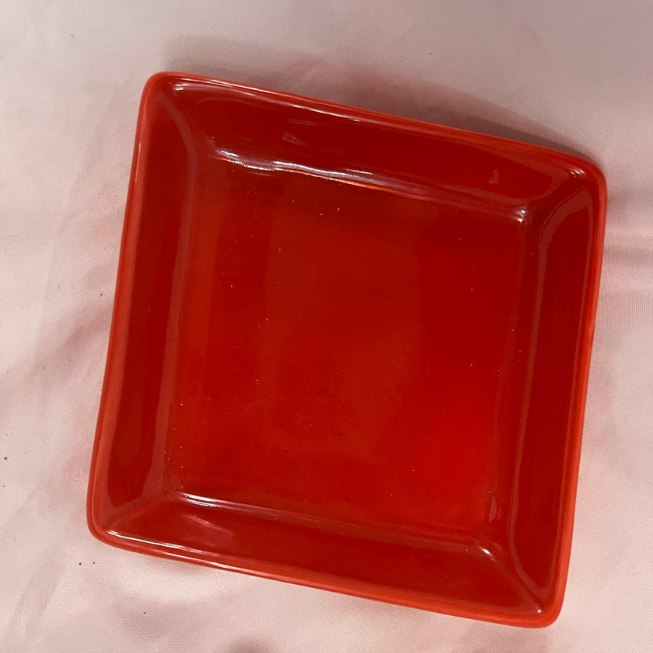 Vintage Red Ceramic Rumbas Dish 4.25" x 4.5"