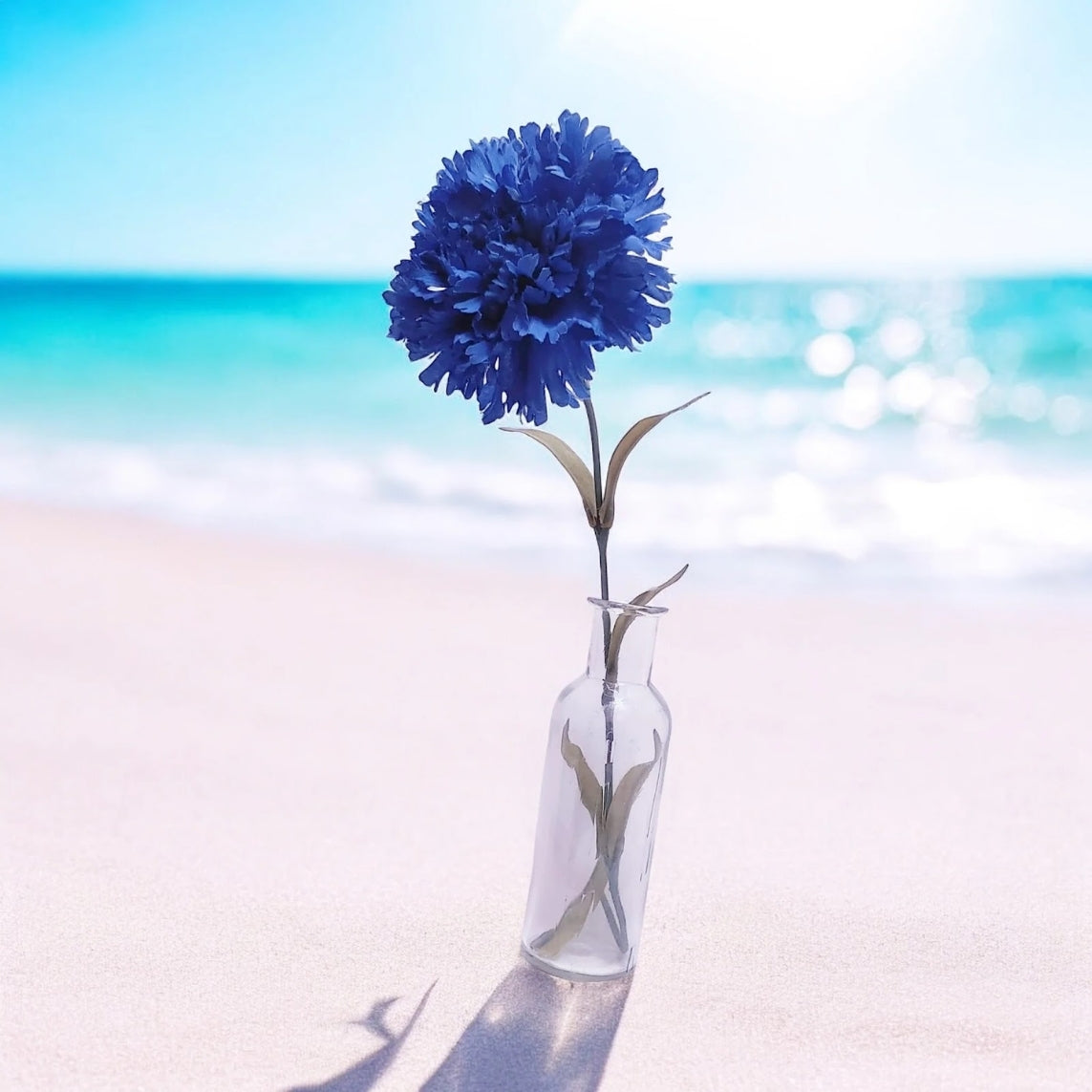 Faux Flower in Vase, Blue