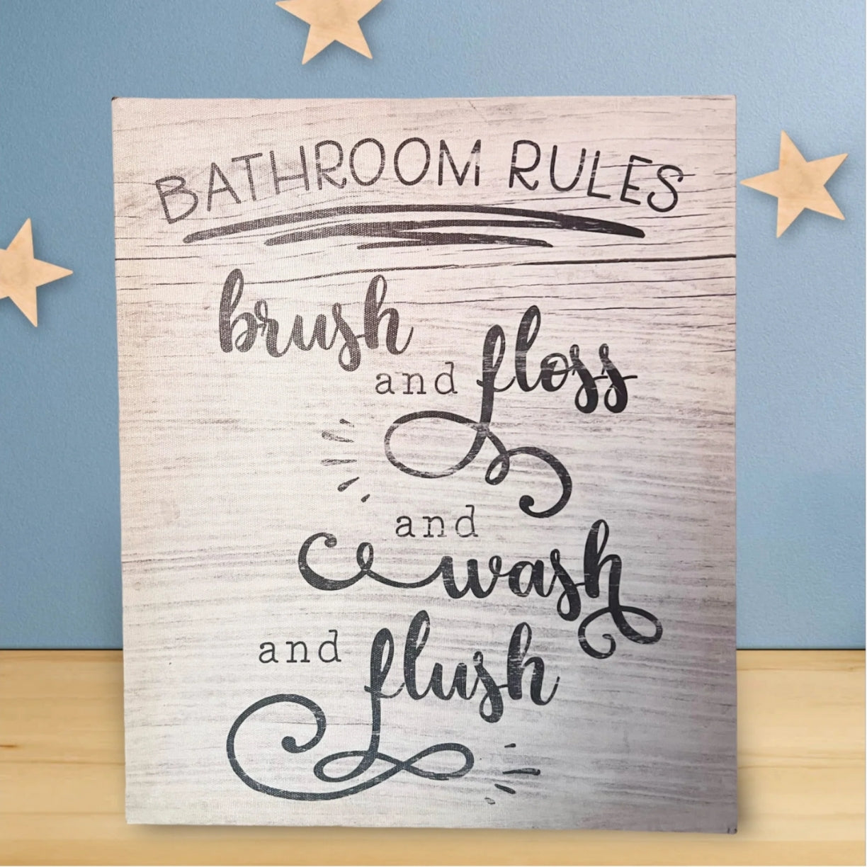 Bathroom Rules, Coated Canvas Sign