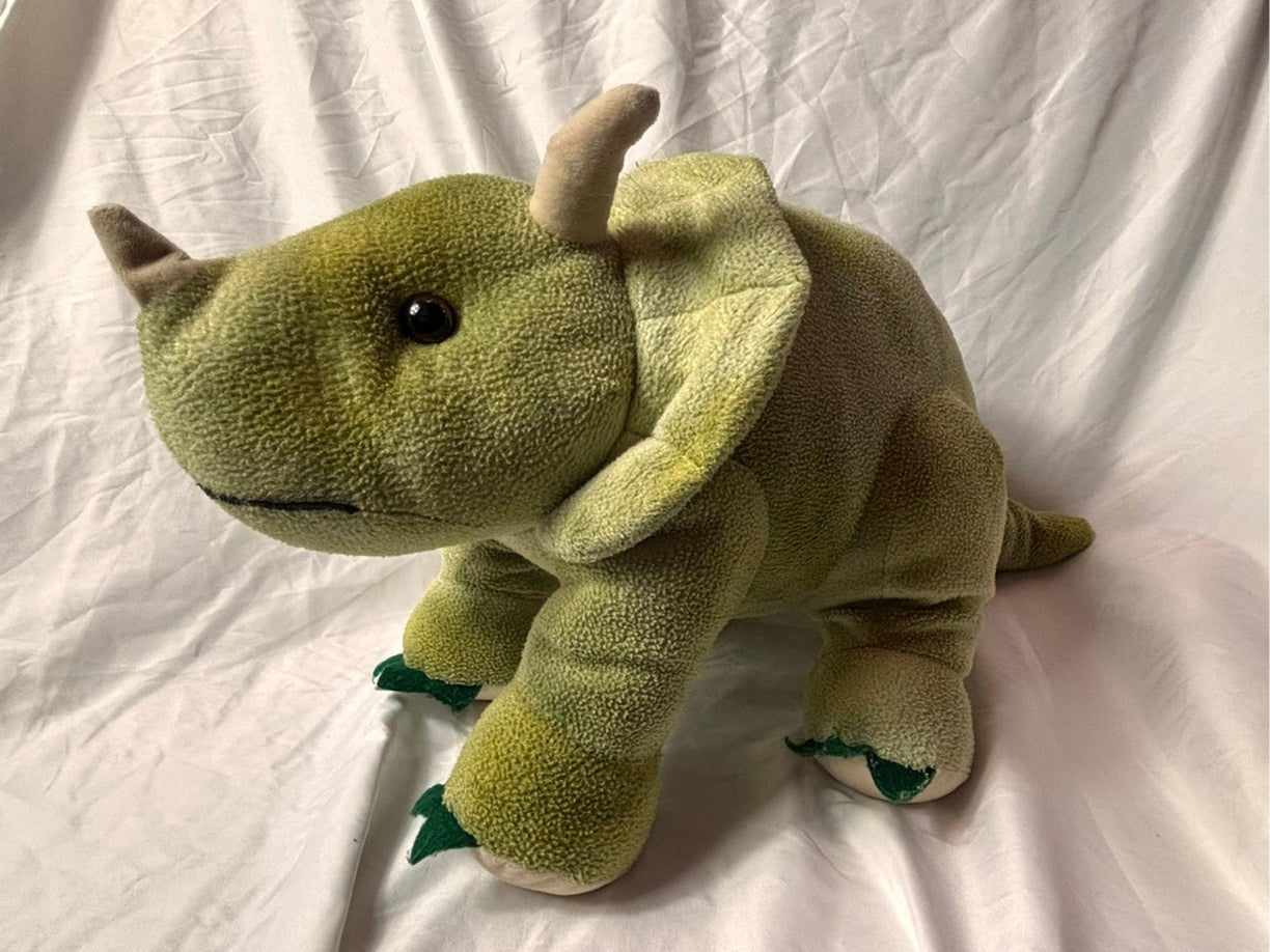 Green Triceratops Dinosaur Plush; Length 17 In X Height 10 In X Width 6 1/4 In