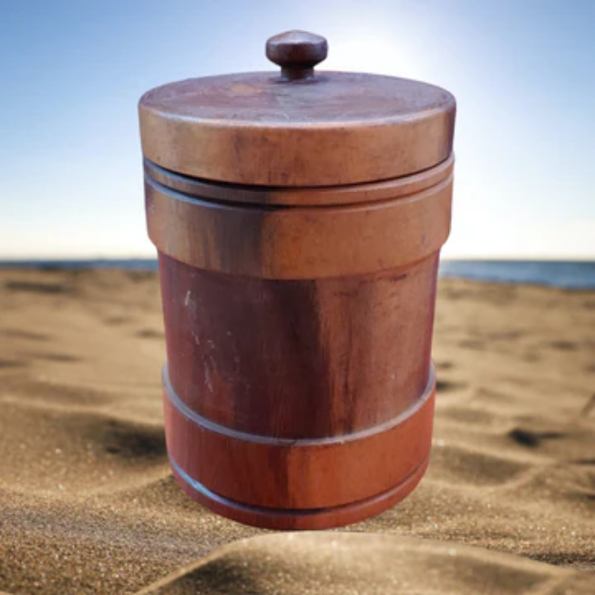 Heavy medium wooden jar