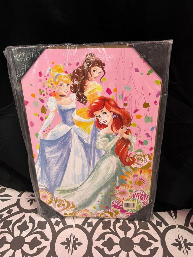 13x19 Vintage Disney Princesses wood Artwork - Cinderella, Belle, Ariel