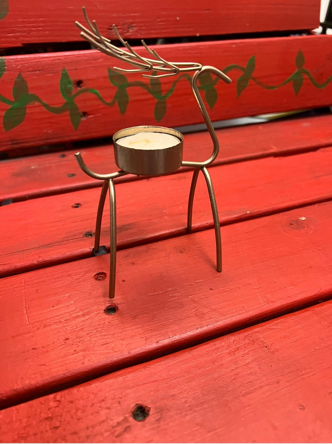 6"Metal Reindeer Candle Holder with Candle