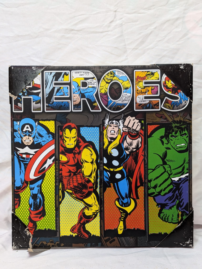 12x12 Vintage Collectable Marvel Heroes Artwork on Canvas
