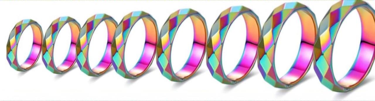 Rainbow Color Non Magnetic Hematite Ring