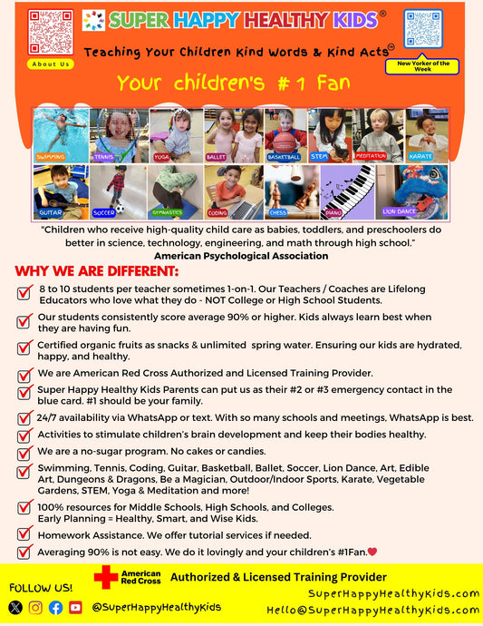 Super Happy Healthy Kids Afterschool Program (BY SEMESTER)