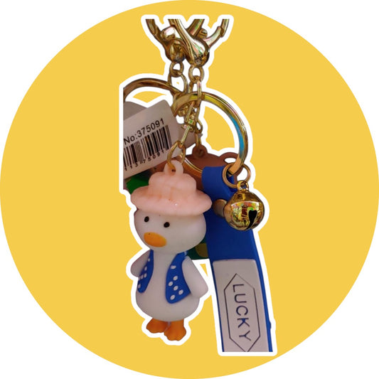 Duck in Bunny Hat Keychain