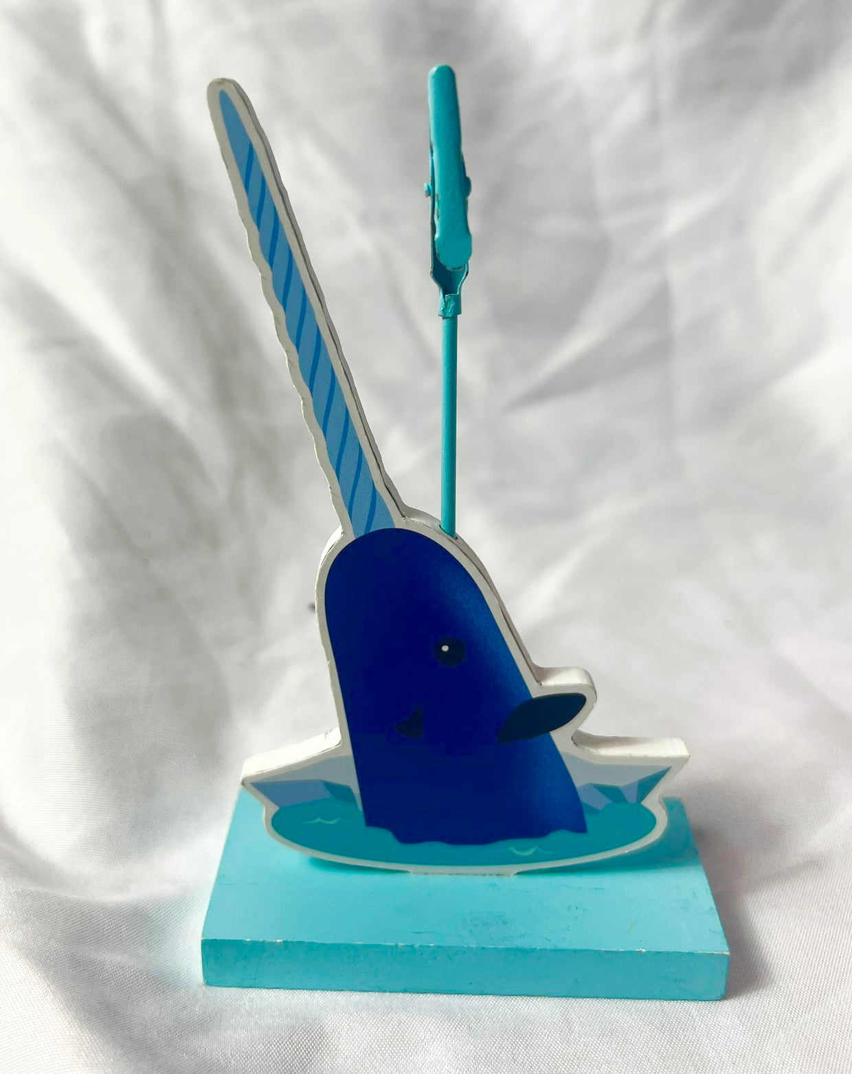 Vintage Narwhal Wood  Photo Clip