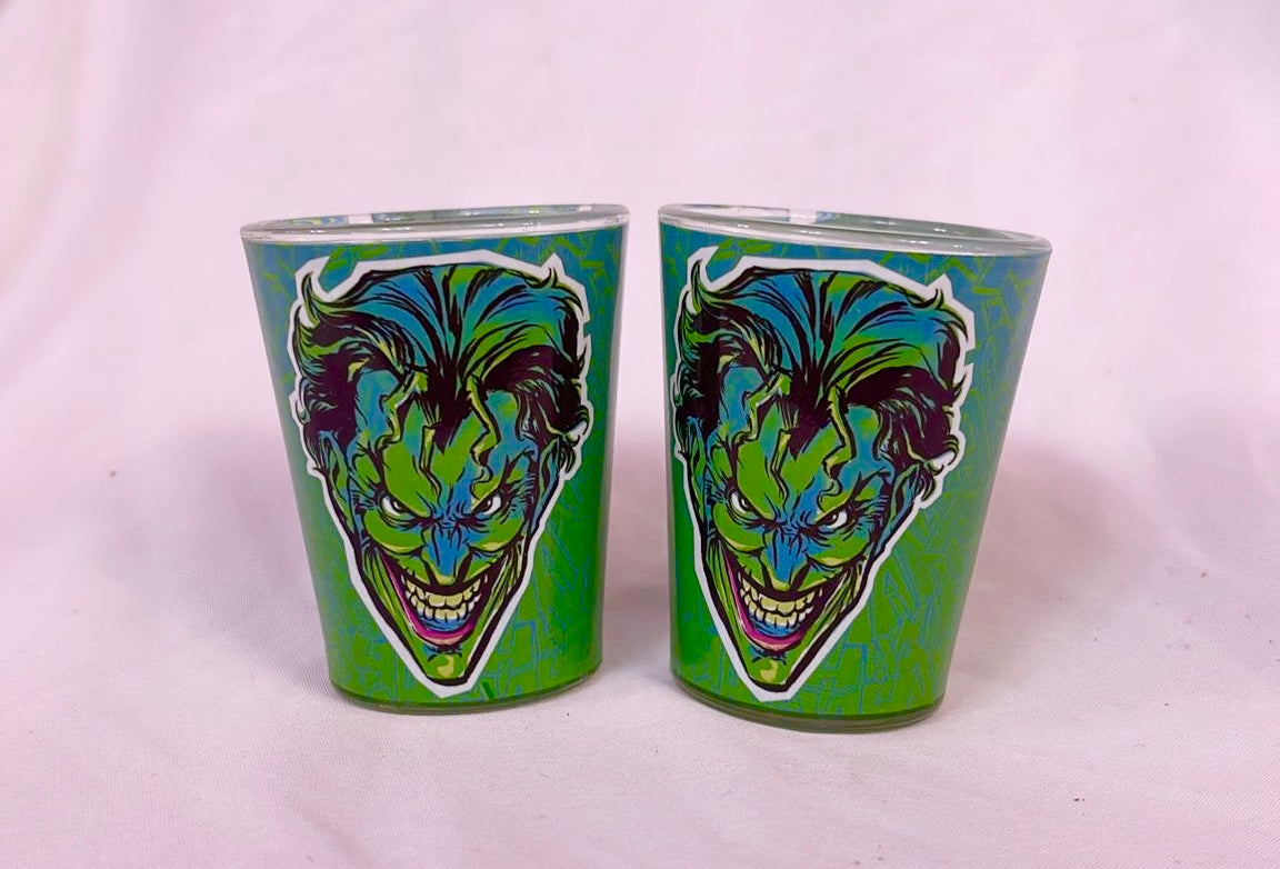 Vintage Collectable Green Joker Glasses Set of 2