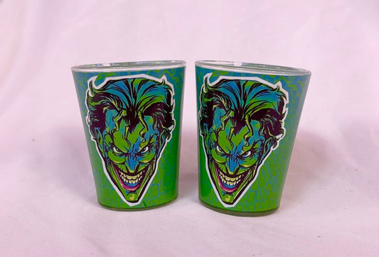 Vintage Collectable Green Joker Glasses Set of 2