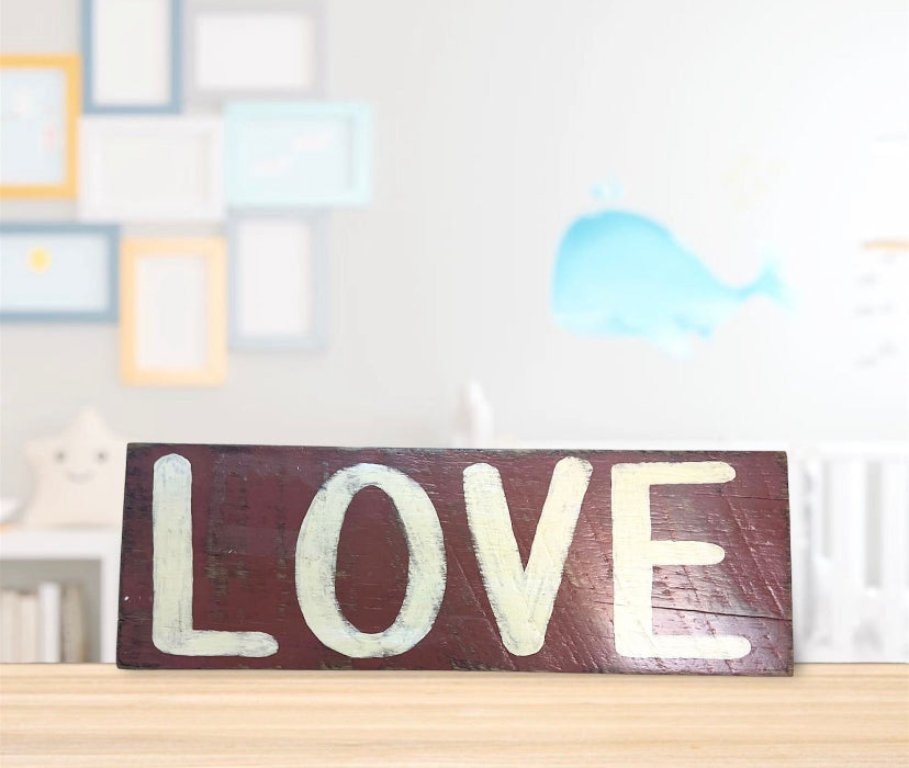 Love Painted Wood Sign with Glossy Finish