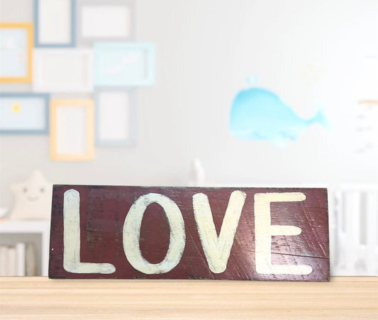 Love Painted Wood Sign with Glossy Finish