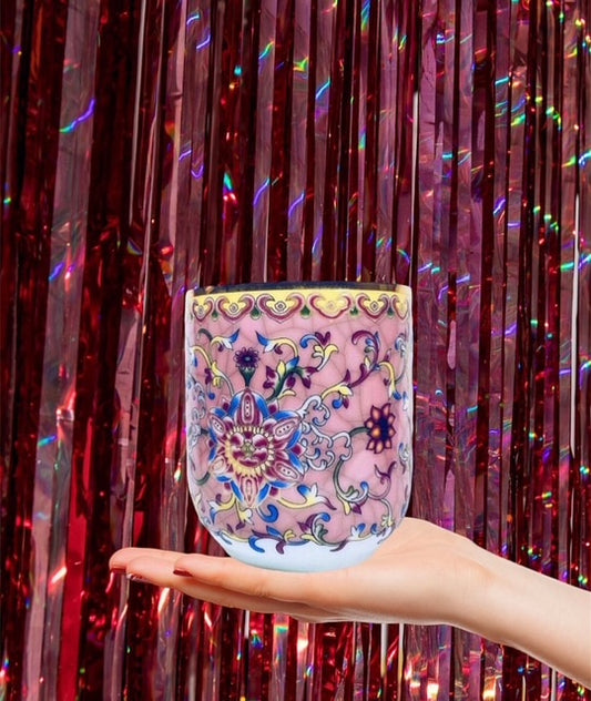 Vintage Collectable Chinese Pink Floral Patterns Cup