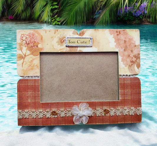 Vintage Wooden floral and lace Picture Frame