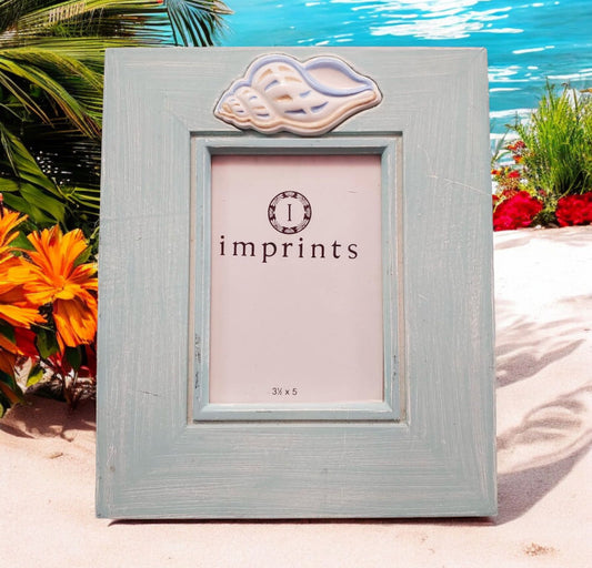 Blue Picture frame with shell