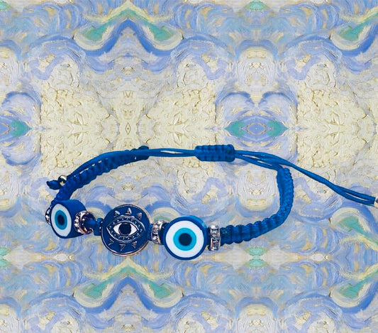 Blue Braided Evil Eye Bracelet