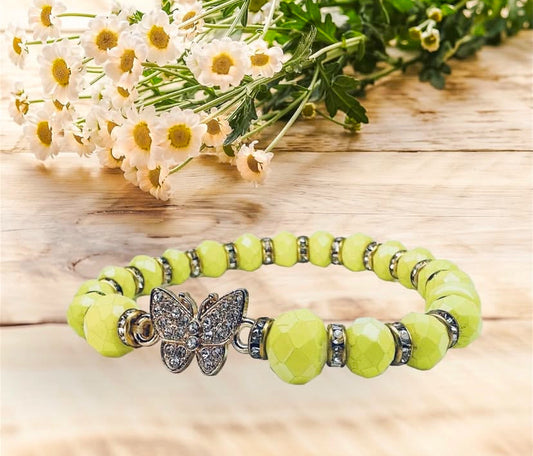 Yellow Braided Butterfly Bracelet