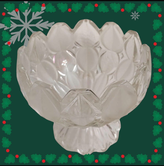 Crystal Clear Industries Moravia Crystal Frosted Footed Bowl