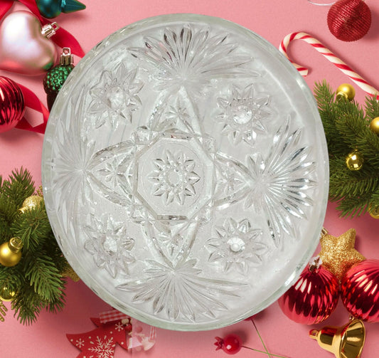 7" Anchor Hocking Early American Prescut glass dish