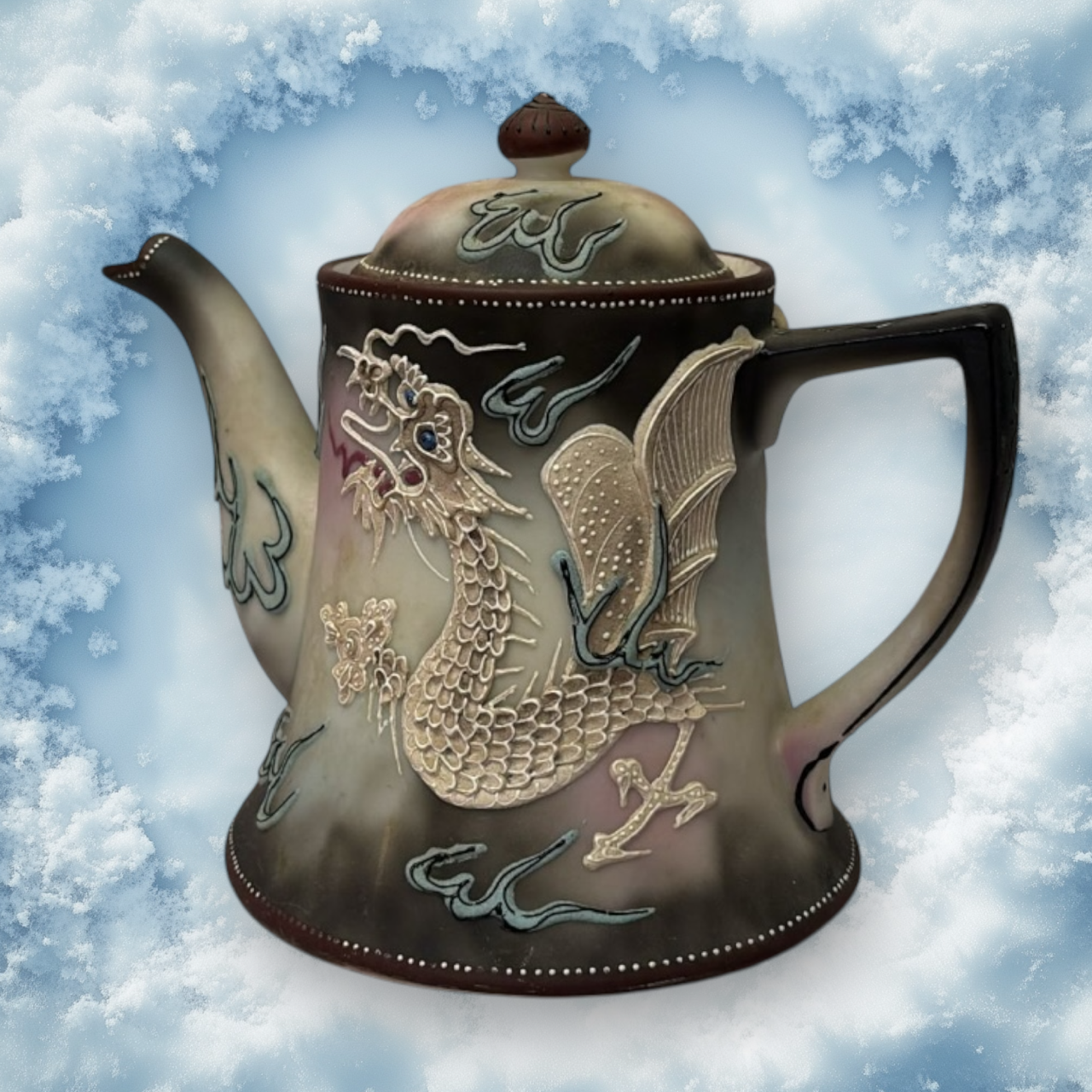 Vintage Hand-painted Japanese Dragon Teapot