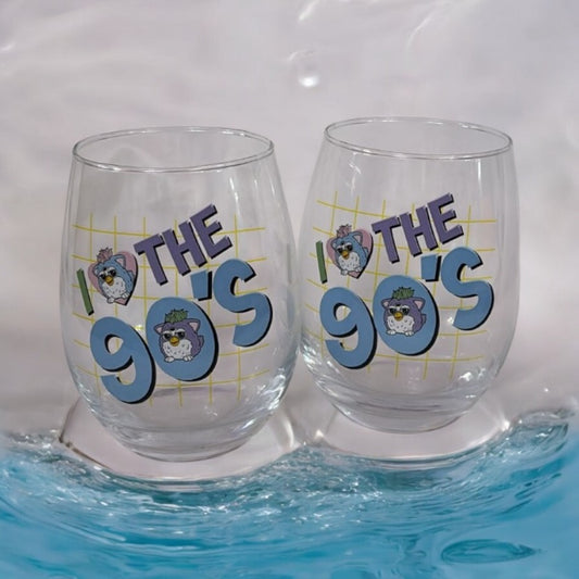 20oz  Vintage Collectable Furbies Glass  Tumblers  ( Set of 2)