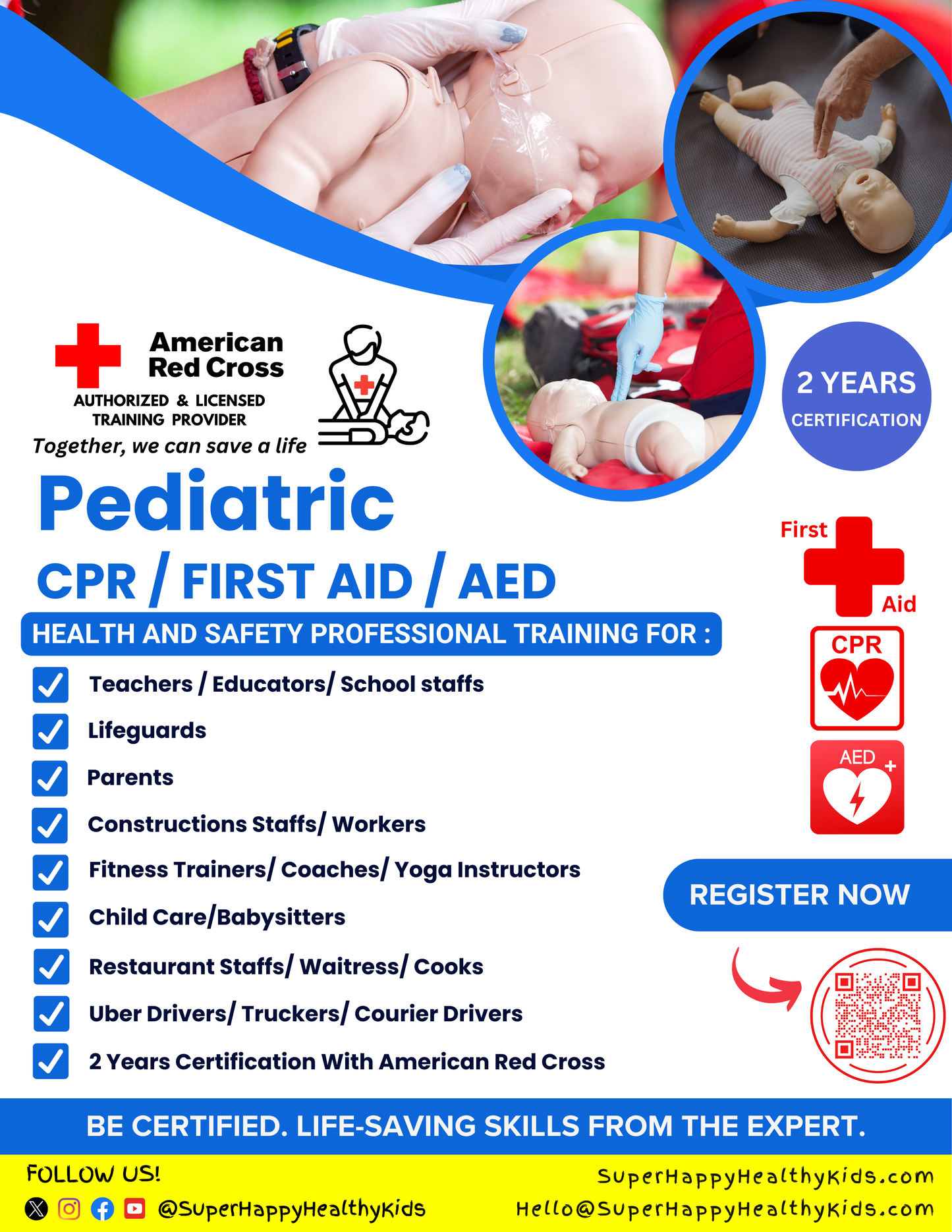 American Red Cross Certified: Pediatric First Aid/CPR/AED Online Class