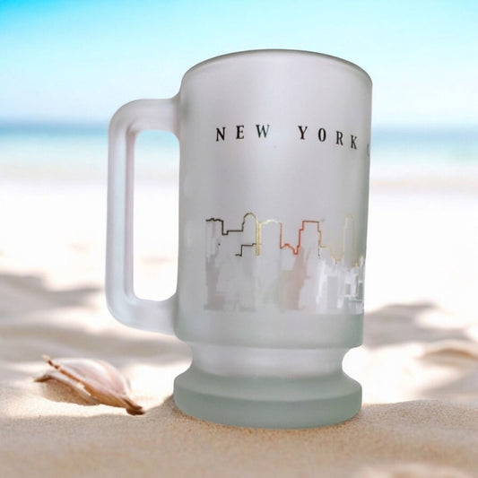 Vintage Tall Frosted Empire State Building NY Glass