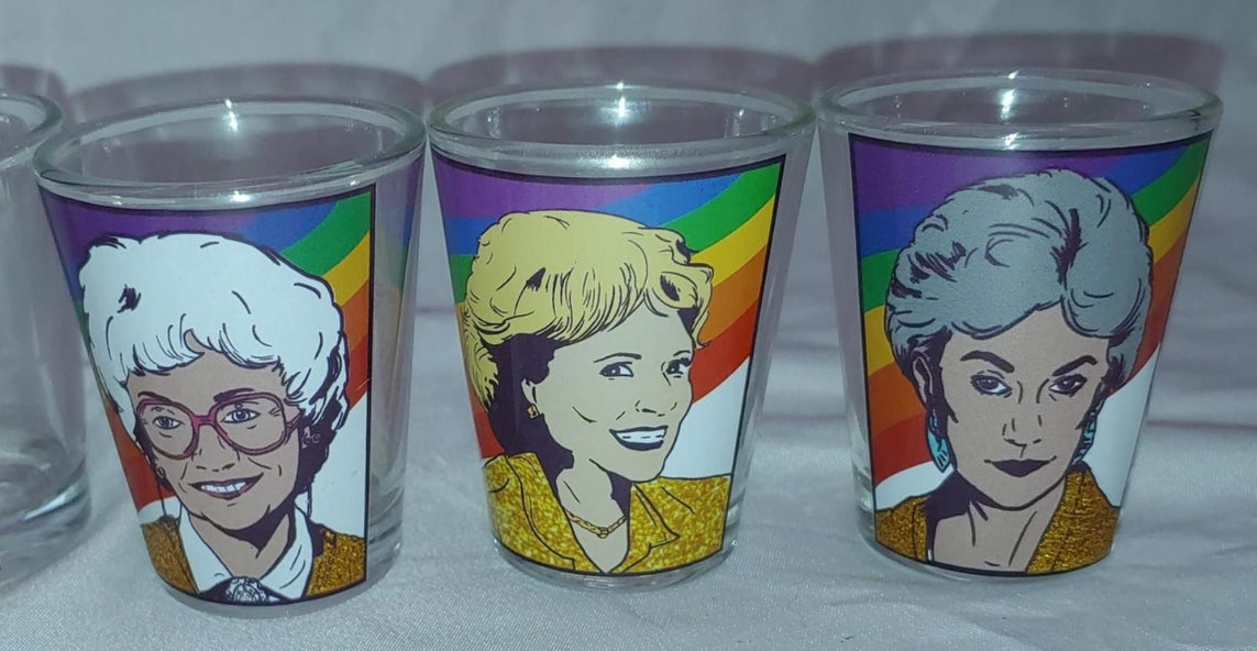 Vintage set of 3 - 1.5oz Golden Girls Shot Glass Set