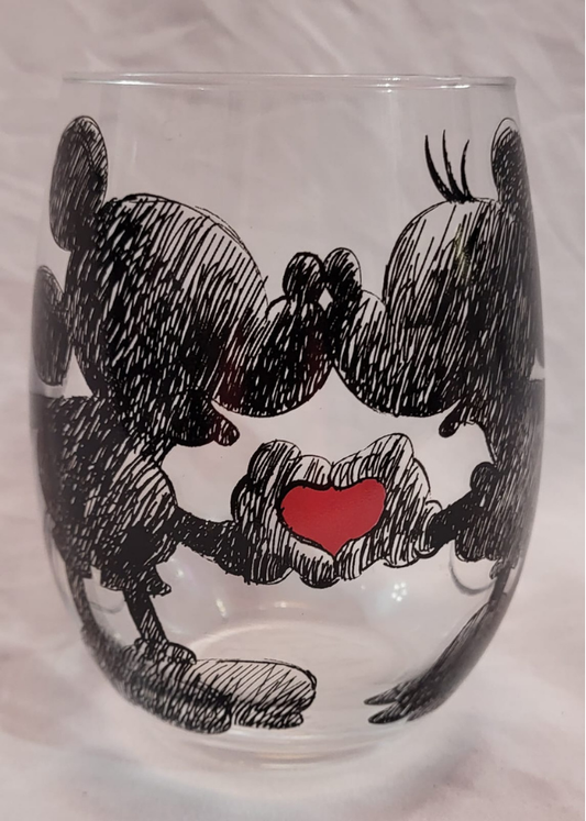 20oz Vintage Collectible Romantic Minnie & Mickey Mouse Stemless Glass