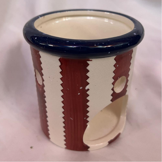 Bella Casa Ceramic Red, White & Blue Patterned Decorative Holder