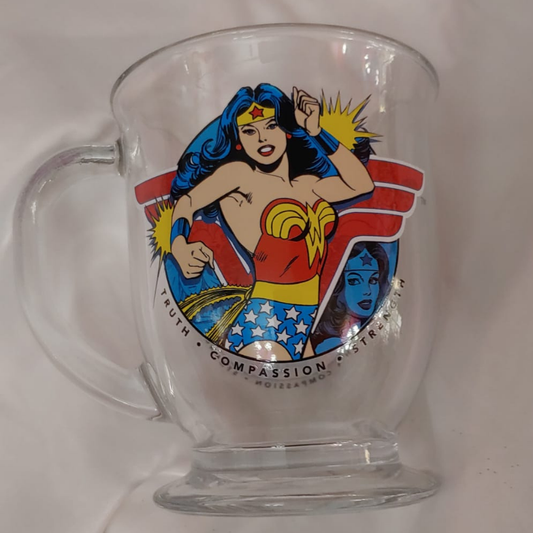 Vintage Wonder Woman WW Glass Mug