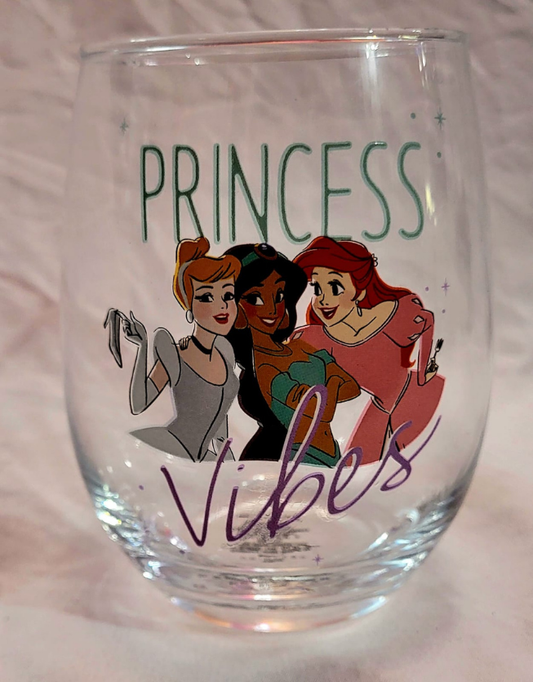 20oz Vintage Collectible Disney “Princess Vibes” Stemless Glass