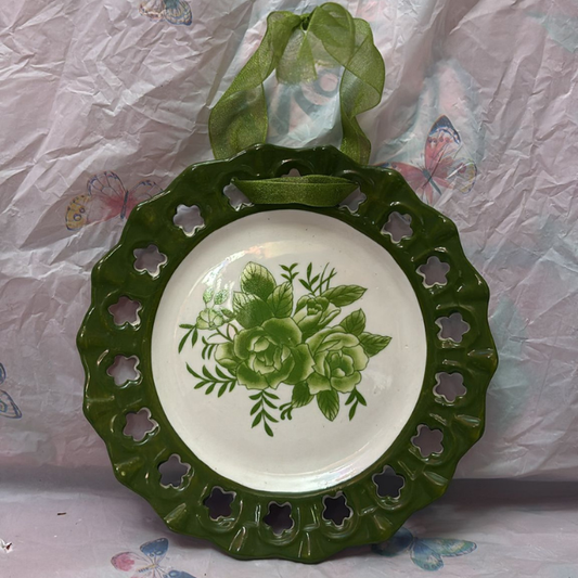 6.5” Vintage Decorative Black Floral Plate