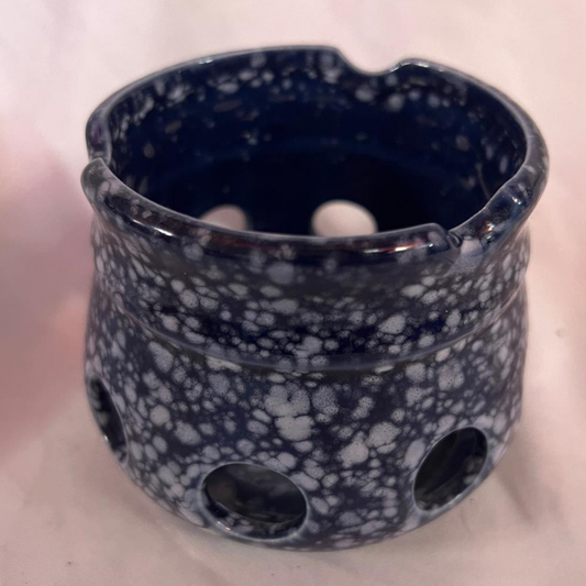 Blue Patterned Ceramic Decorative Holder 3" X 2.5"