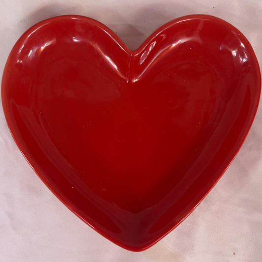 Vintage Red Heart Shaped Ceramic Dish 5.25" x 6.25"