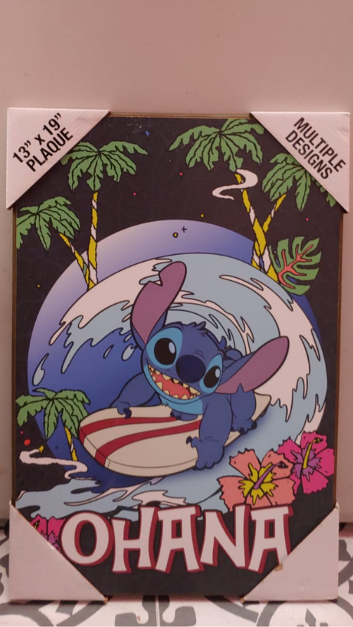 12.5" x 18.5" Ohana Stitch Wood Artwork