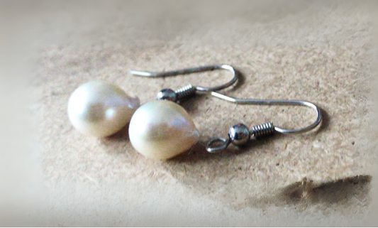 Faux Large Pearl Drop Earrings