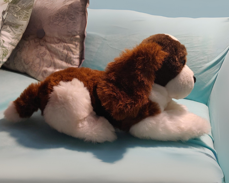 16" Brown and White Dog Plushy